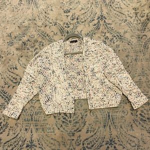 white & rainbow knit cropped sweater